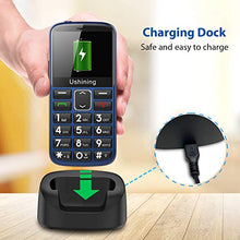 Load image into Gallery viewer, Ushining Seniors Cell Phones Unlocked SOS Button Hearing Aid Compatible 3G Tmobile Senior Basic Cell Phones Large Volume 2.4 Inch HD Screen Feature Phones with Charging Dock (Blue)