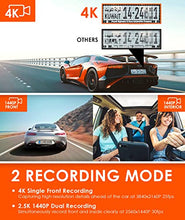 Load image into Gallery viewer, Vantrue N2S 4K Dash Cam, Dual 2.5K 1440P Dash Camera with GPS and Speed, IR Night Vision Front and Inside Uber Car Camera, 24/7 Recording Parking Mode, Motion Detection, 256GB Supported