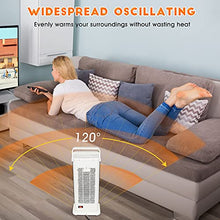 Load image into Gallery viewer, Space Heater - Portable Electric Heater with Remote Control, Fast-heating Ceramic Tower Heater Fan Adjustable Thermostat 12H Timer Overheat, Tip-over Protection, Office, Bedroom, Home, Oscillating Heater