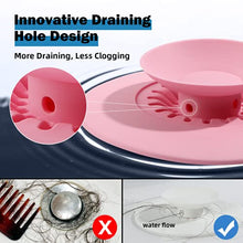 Load image into Gallery viewer, OmiStout Hair Catcher & Drain Stopper, 2 in 1 Sink Drain Cover, Flex Silicone Strainer for Shower/Bathtub/Tub/Floor Drain/Kitchen Sink (Blue, 3 Pack)