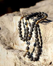 Load image into Gallery viewer, Lightock Lava Rock Evil Eye Bracelet for Women Men Necklace 8mm Beads Essential Oil Diffuser Anxiety Healing Yoga Meditation Stretch