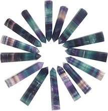 Load image into Gallery viewer, Luckeeper Healing Crystals| 2" Rainbow Fluorite Crystal Wands| 6 Faceted Reiki Chakra Meditation Therapy 4 Pcs