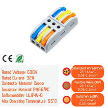 Load image into Gallery viewer, XALXMAW 48 Pcs Lever Wire Nut Connectors,Compact Splicing Connectors Electrical Wires Solid Stranded Flexible Terminal Block 28-12 AWG