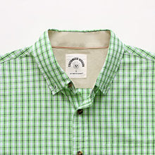 Load image into Gallery viewer, Dubinik Mens Button Down Short Sleeve Shirt 100% Cotton Plaid Casual Shirts with Pocket Bright Green