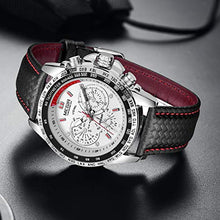 Load image into Gallery viewer, MEGIR Men Analog Luminous Casual Fashion Quartz Watch with PU Strap Big Dial Calendar for Business Work School Outdoor ML1010GBK-7