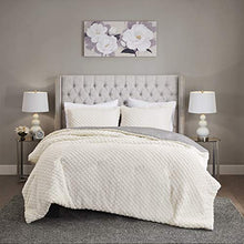 Load image into Gallery viewer, Madison Park Adler Reversible Comforter Sherpa to Faux Mink Quilted Design Modern All Season Down Alternative Bed Set with Matching Shams, King(104"x90"), Ivory/Grey 3 Piece