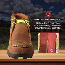 Load image into Gallery viewer, Twisted X Men's Steel Toe Chukka Driving Moc - Handcrafted Leather Safety Toe Shoes with Slip Resistant Outsole - Comfortable, Durable, and Stylish Lace-Up Boots, Distressed Saddle & Yellow, 8.5 M