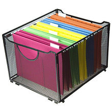 Load image into Gallery viewer, Modern Black Metal Mesh File Box/Foldable Storage Crate/Home Office Folder Holder Organizer Rack
