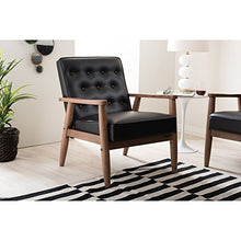 Load image into Gallery viewer, Baxton Studio Sorrento Mid-Century Retro Modern Faux Leather Upholstered Wooden Lounge Chair, Black