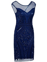 Load image into Gallery viewer, Vijiv 1920s Prom Wedding Dresses Inspired Sequins Cocktail Gatsby Flapper Dress Blue XL