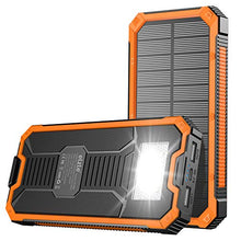 Load image into Gallery viewer, Portable Charger Power Bank 15000mAh, Elzle Solar Charger, Solar Power Bank Battery Pack, High-Speed Charging Solar Phone Charger for iPhone, Samsung and More. (Orange)