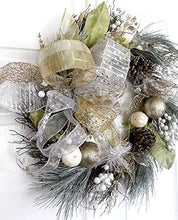 Load image into Gallery viewer, Premium Decor Holiday Door Christmas Wreath, silver gold white Home Decorations, Handcrafted Decorations for Christmas, Winter Holidays