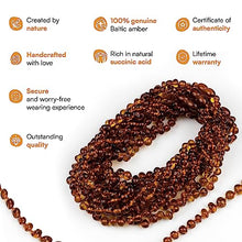 Load image into Gallery viewer, Amber Guru Baltic Amber Necklace (Authentic, Certified) - 12.5 inches - Unisex Jewelry - Cognac (Polished) - Real "Baby-Sized" Amber Beads - Proud to Deliver Genuine Baltic Sea Wonder - Ambar