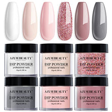 Load image into Gallery viewer, Dip Powder Nail Set, AZUREBEAUTY 6 Colors Classic Nude Collection Skin Tone Glitter Pastel Dipping Powder Starter Kit French Nail Art Manicure DIY Salon Home Gifts for Women, No Need Nail Lamp Cured