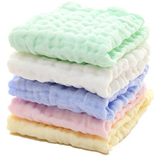 Load image into Gallery viewer, MUKIN Baby Muslin Washcloths - Natural Muslin Cotton Baby Wipes - Soft Newborn Baby Face Towel and Muslin Washcloth for Sensitive Skin- Baby Registry as Shower, 5 Pack 12x12 inches