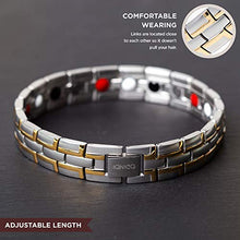 Load image into Gallery viewer, IONICO Stylish Magnetic Therapy Bracelet for Men and Women Health Improvement | Reliefs Arthritis, Carpal Tunnel, Migraine, Headache Pain, Blood Pressure | Strong Energy Healing Power (Silver-Gold)