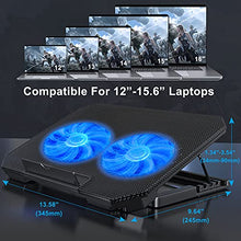 Load image into Gallery viewer, LIENS Laptop Cooling Pad with Adjustable Height Two 5.1 Inches Fan 2 USB Ports Suitable for 12"-15.6" Laptops(Black)