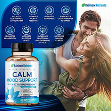 Load image into Gallery viewer, 28 in 1 Calm Mood Support Supplement- Natural Happy Pills for Occasional Anxiousness & Stress, Worry feelings, Relaxation, Mental Clarity | Max Dopamine Mood Boost for Women & Men | 120 Vegan Capsules