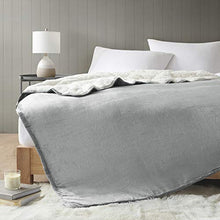 Load image into Gallery viewer, Comfort Spaces Reversible Weighted Blanket Adult-Glass Beads Filling All Season Soft Heavy Wraps-Box Quilted Cozy Warm Bed Cover, 50"x60" / 10lbs, Velvet to Sherpa Gray
