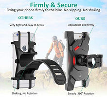 Load image into Gallery viewer, Bovon Bike Phone Mount, Universal Adjustable Bicycle Motorcycle Phone Holder Cradle Clamp Compatible with iPhone X/XR/XS MAX/8/7/6 Plus, Samsung Galaxy S10/S10e/S9/S8 Plus and Most 3.5"-6.5"
