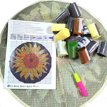 Load image into Gallery viewer, Latch Hook Rug Kit, Sunflower Pattern Printed Canvas DIY Rug Crochet Yarn Kits, Embroidery Decoration Family Gift 20.4" X 20.4" (52*52Cm)