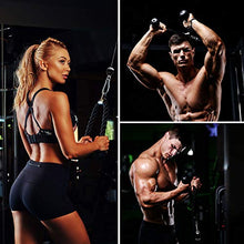 Load image into Gallery viewer, YaNovate Fitness LAT and Lift Pulley System with Loading Pin, Tricep Strap Rope, Cable Rope for Muscle Strength, Home Workout Gym Equipment Machine for Pull Downs, Biceps Curl, Forearm, Shoulder