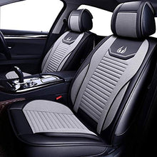 Load image into Gallery viewer, OASIS AUTO Leather&Fabric Car Seat Covers, Faux Leatherette Automotive Vehicle Cushion Cover for Cars SUV Pick-up Truck Universal Fit Set Auto Interior Accessories (OS-008 Full Set, Gray)
