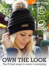 Load image into Gallery viewer, Pom Pom Beanie Winter Hat For Women - Faux Fur Pompom Warm, Thick & Chunky Soft Cable Knit Hats - Cute & Trendy Cold Weather Knitted Caps - Stylish & Trendy Snow & Ski Beanies for Ladies