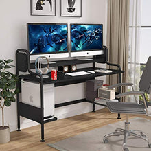 Load image into Gallery viewer, Tribesigns Computer Desk with Hutch, 55-Inch Large Gaming Desk with Storage Shelves, Studio Workstation Desk Studying Writing Table for Home Office
