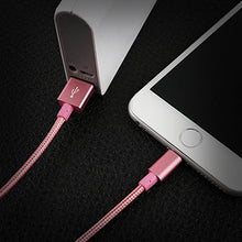 Load image into Gallery viewer, 4Pack(3ft 6ft 6ft 10ft) iPhone Lightning Cable Apple Certified Braided Nylon Fast Charger Cable Compatible iPhone Max XS XR 8 Plus 7 Plus 6s 5s 5c Air iPad Mini iPod (Pink)