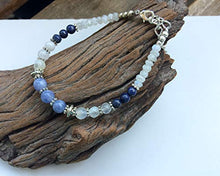 Load image into Gallery viewer, Natural Celestite bracelet, White blue gem bracelet, Moonstone Lapis celestite handmade bracelet