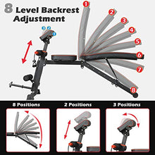 Load image into Gallery viewer, VIAGDO Weight Bench with 8 Adjustable Angles Backrest and Priest Stool, Foldable Workout Bench for Full Body, Flat/Incline/Decline FID Exercise Bench Press for Home Gym, Ship from US