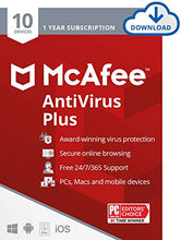 Load image into Gallery viewer, McAfee AntiVirus Protection Plus 2022 | 10 Device | Internet Security Software, 1 Year - Download Code