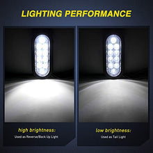 Load image into Gallery viewer, Nilight - TL-09 6 Inch Oval White LED Trailer Tail Lights 2PCS 10 LED w/Flush Mount Grommets Plugs IP67 Waterproof Reverse/Back Up Trailer Lights for RV Truck Jeep, 2 Years Warranty