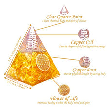 Load image into Gallery viewer, Orgone Pyramid | Citrine Orgonite Pyramid for Wisdom, Wealth & Success | Healing Crystal Gemstone Pyramid | Orgone Pyramid Crystal - Handmade In India