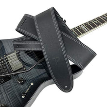 Load image into Gallery viewer, Perri’s Leathers Ltd. - Guitar Strap – Leather – Double Stitched - Black - Adjustable - for Acoustic / Bass / Electric Guitars –Made in Canada (BDS-175)