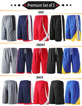 Load image into Gallery viewer, Liberty Imports Pack of 5 Men's Athletic Basketball Shorts Mesh Quick Dry Activewear with Pocket (Large, Edition 3)