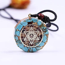Load image into Gallery viewer, Day Day Up Natural Turquoises Orgonite Pendant Reiki Energy Generator Amulet Necklace Jewelry
