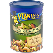 Load image into Gallery viewer, PLANTERS Pistachio Lover's Mix, 1.15 lb. Resealable Canister - Deluxe Pistachio Mix: Pistachios, Almonds & Cashews Roasted in Peanut Oil with Sea Salt - Kosher, Savory Snack