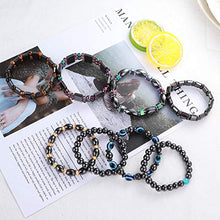 Load image into Gallery viewer, Subiceto 8 Pieces Magnetic Hematite Bracelets for Men Women 8mm Tiger Eye Stone Beads Elastic Bracelet Set Natural Stone Bracelet Bangle