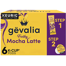 Load image into Gallery viewer, Gevalia Frothy 2-Step Mocha Latte Espresso Keurig K-Cup® Coffee Pods & Froth Packets Kit (6 ct Box)