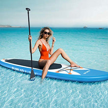 Load image into Gallery viewer, Rumlad Inflatable Stand Up Paddle Board 4 Inches Thick with One-Way Sup Dedicated Pump&Backpack,Adjustable Special Pulp,Simple Foot Rope,Waterproof Cell Phone Bag,Youth & Adult,Blue