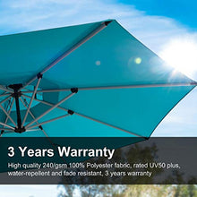 Load image into Gallery viewer, PURPLE LEAF 12 Feet Double Top Deluxe Square Patio Umbrella Offset Hanging Umbrella Cantilever Umbrella Outdoor Market Umbrella Garden Umbrella, Turquoise Blue