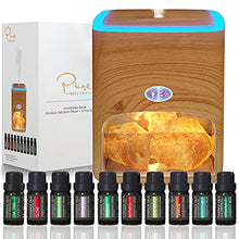 Load image into Gallery viewer, Himalayan Pink Salt Diffuser & 10 Essential Oils – 2-in-1 Therapeutic Device - Aromatherapy & Ionic Himalayan Salt Therapy – 400ml Ultrasonic Vaporizer and Ionizer with Ambient Glow