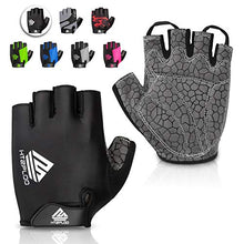 Load image into Gallery viewer, HTZPLOO Bike Gloves Cycling Gloves Mountain Bike Gloves for Men with Anti-slip Shock-absorbing Pad,Light Weight,Nice Fit,Half Finger Biking Gloves (Black,Medium)