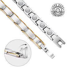 Load image into Gallery viewer, Feraco Magnetic Bracelets for Women Arthritis Pain Relief Elegant Stainless Steel Strong Magnets Therapy Bracelet, Silver Gold