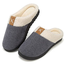 Load image into Gallery viewer, MarsRoad Mens House Slippers with Memory Foam Middle Sole Comfort Fuzzy Plush Lining and Breathable Knit Upper Indoor Slip on House Shoes