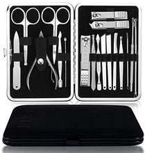 Load image into Gallery viewer, ENTT 18 Piece Manicure Pedicure Set & Grooming Kit - Gift for Men, Women, Wife, Husband, Teen, Seniors, Parents – Carbon Steel Tools - Premium Travel Case & Professional Nail Clippers – Black Case