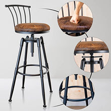 Load image into Gallery viewer, MSMV Bar Chair(Set of 2) Vintage Industrial Bar Stool-Farmhouse Swivel Bar Stool-Swivel Kitchen Island Dining Chair-Kitchen Counter Height Adjustable Pipe Stool-Cast Steel Stool