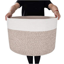 Load image into Gallery viewer, Mintwood Design Extra Large 22 x14 Inches Decorative Woven Cotton Rope Basket, Laundry Basket, Blanket Basket, Baby and Dog Toy Storage Baskets Bin, Kid Laundry Hamper, Towel Basket